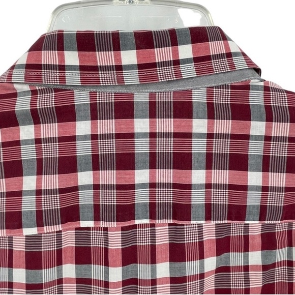 Ted Baker Burgundy/Gray Plaid Check Button Up Business Casual Shirt  Size 5/ XL - Picture 9 of 15
